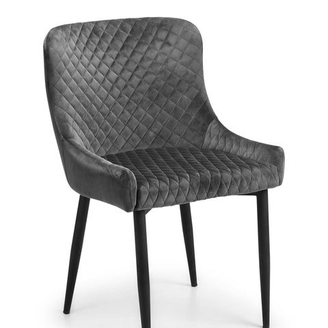 Luxe Velvet Dining Chairs - Grey - Sold in pairs
