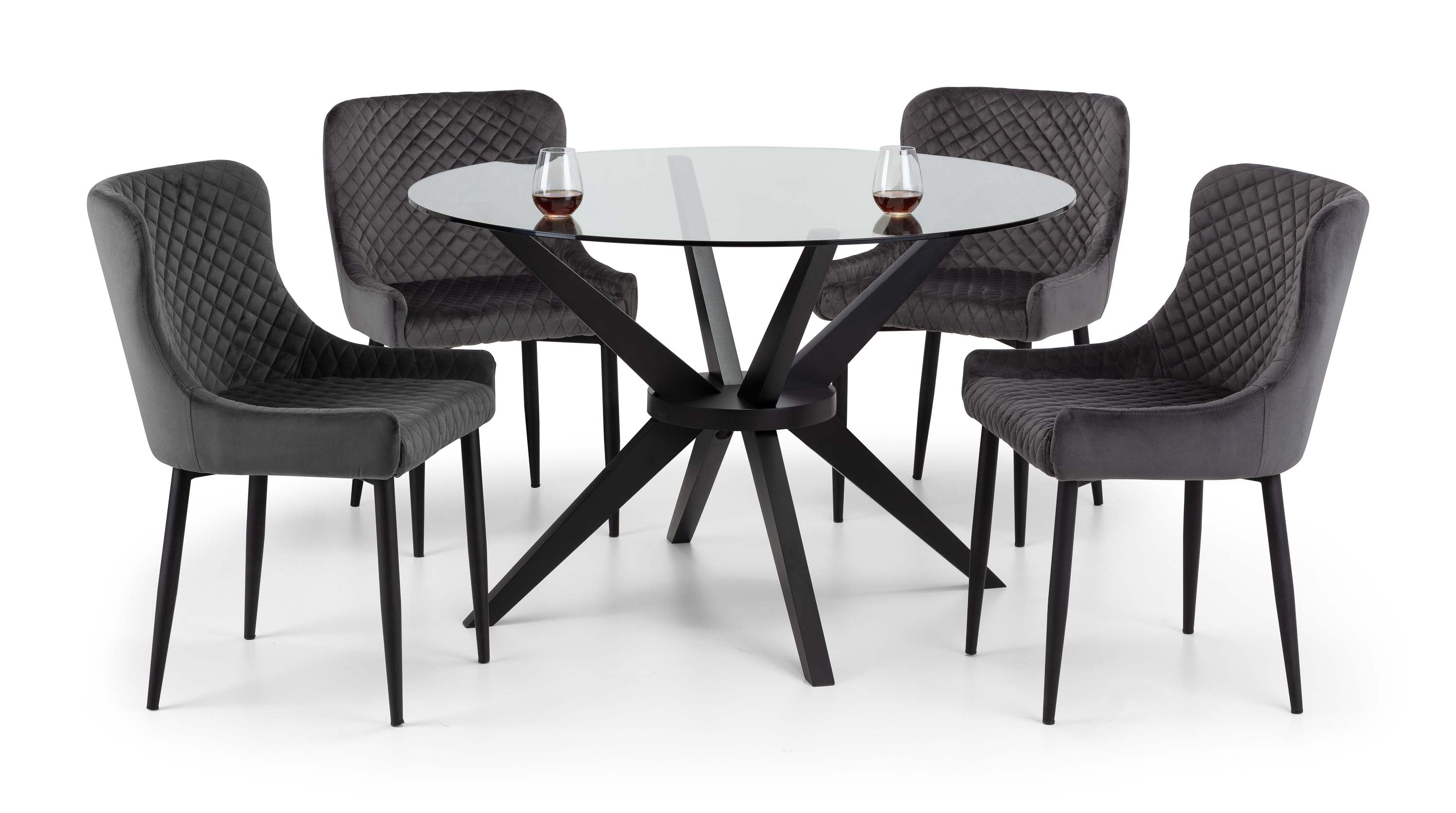 Luxe Velvet Dining Chairs - Grey - Sold in pairs