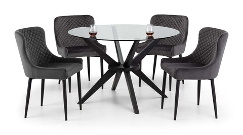 Luxe Velvet Dining Chairs - Grey - Sold in pairs