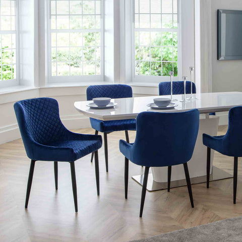 Luxe Velvet Dining Chairs - Blue - Sold in pairs
