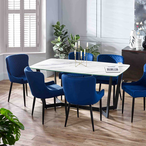 Luxe Velvet Dining Chairs - Blue - Sold in pairs