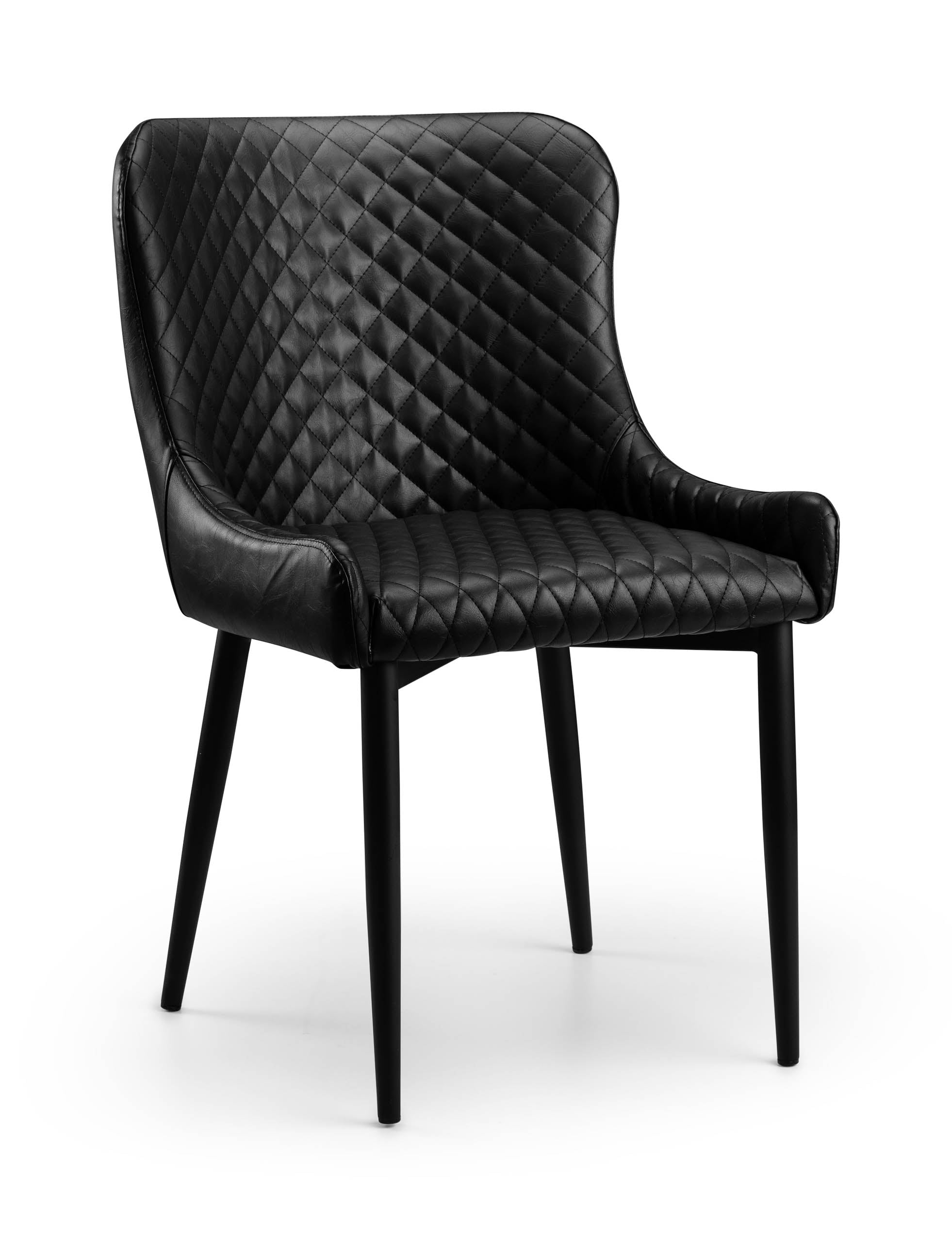 Luxe Faux Leather Dining Chairs Black - Sold in pairs