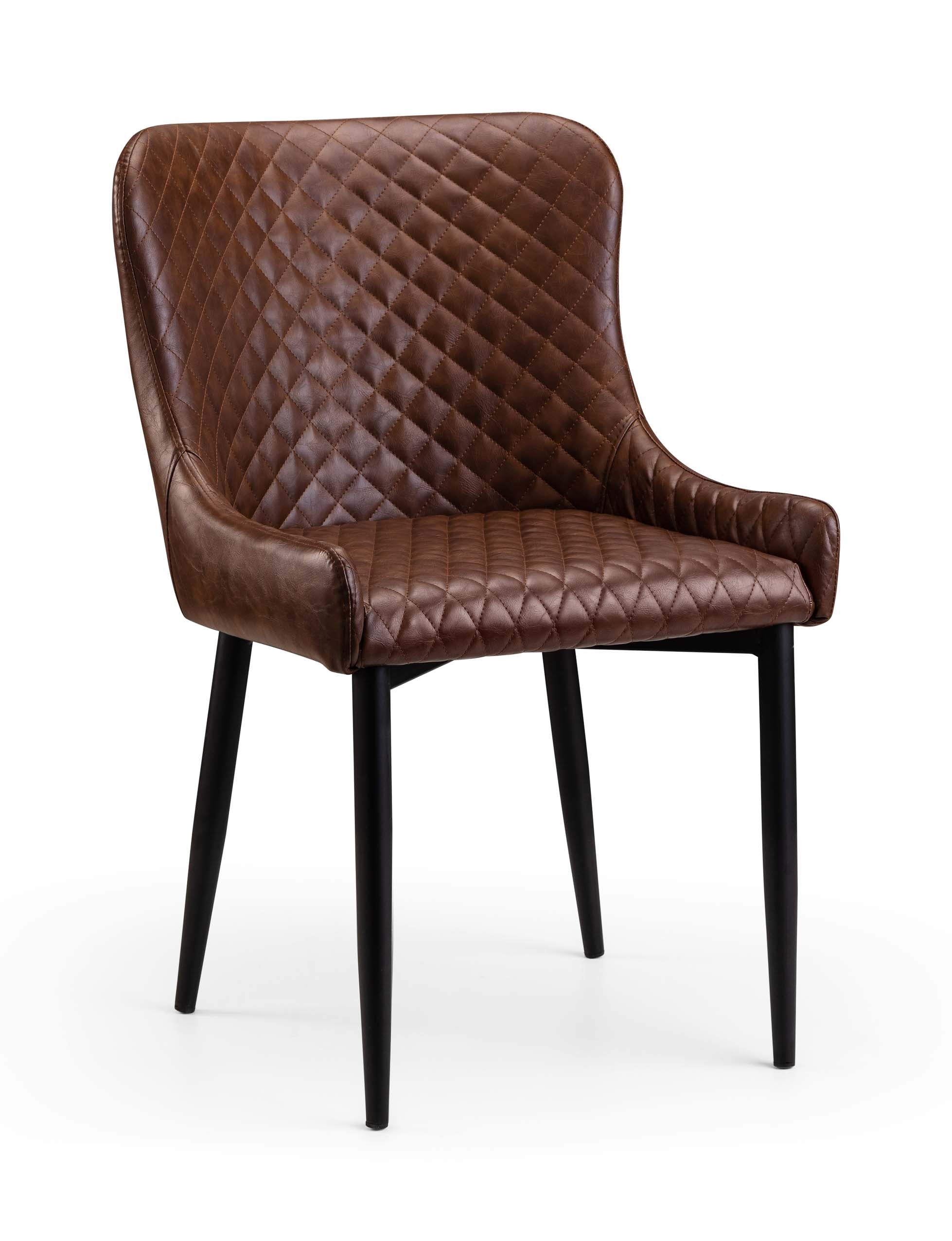 Luxe Faux Leather Dining Chairs Brown - Sold in pairs