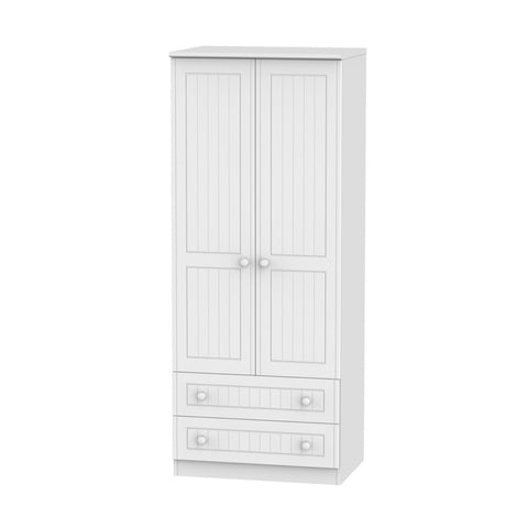 Warwick Tall 2ft 6in 2 Drawer Wardrobe White