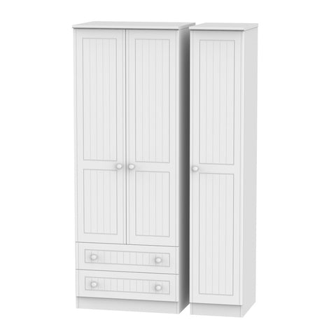 Warwick Tall Triple 2 Drawer Wardrobe White WAR141