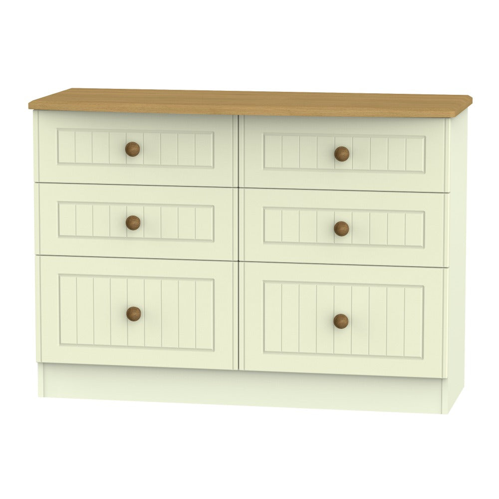 Warwick 6 Drawer Midi Chest of Drawers Cream and Oak