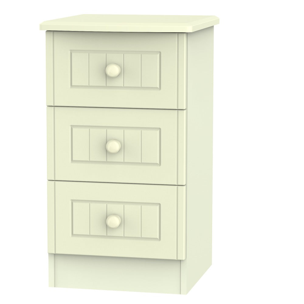 Warwick 3 Drawer Bedside Locker Cream WAR001