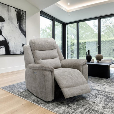 Lebus New York electric recliner chair in natural fabric