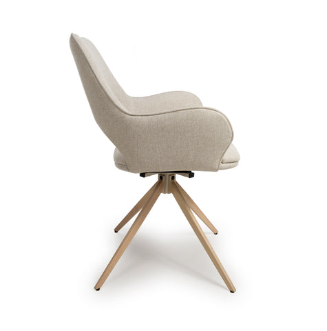 Perth Easy Clean Natural Fabric Swivel Chair (Sold in Pairs)