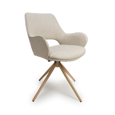 Perth Easy Clean Natural Fabric Swivel Chair (Sold in Pairs)