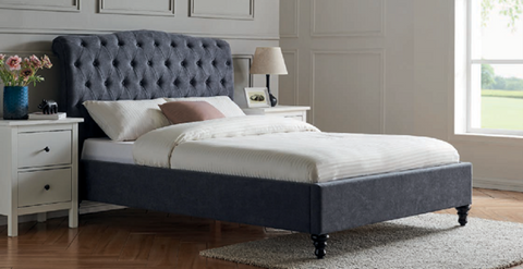 Rosa Dark Grey Fabric Bed