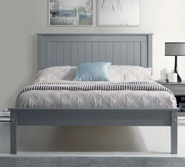 Taurus Light Grey Wooden Bed Frame with Low Foot End