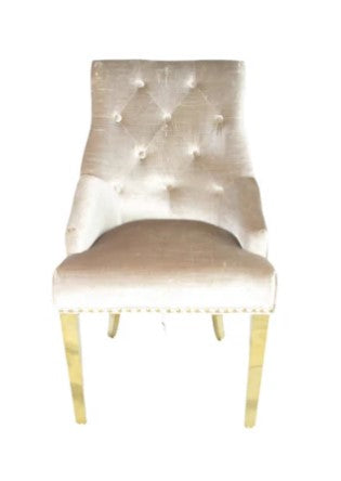 Romeo Mink Lion Knocker Back Fabric Chair