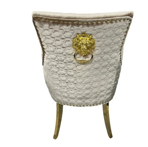 Romeo Mink Lion Knocker Back Fabric Chair