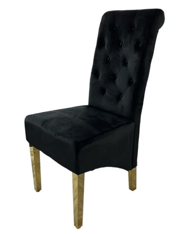 Lucie Black Knocker Back Fabric Dining Chair