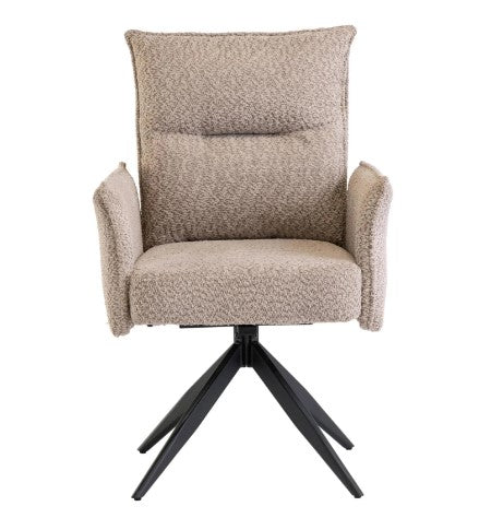 Perlo Beige Swivel Fabric Dining Chair