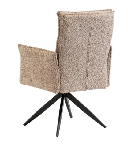 Perlo Beige Swivel Fabric Dining Chair