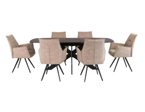 Naples Black 8 Seater Extending Dining Table