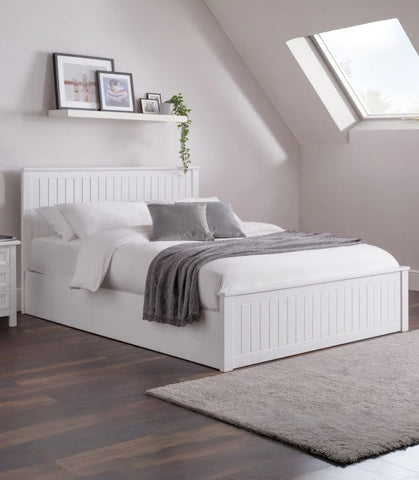 Maine Ottoman Storage 135cm Double Bed - Surf White
