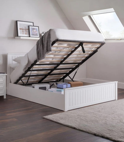 Maine Ottoman Storage 135cm Double Bed - Surf White