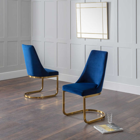 Vittoria Cantilever Dining Chairs - Blue - Sold in pairs