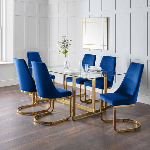 Vittoria Cantilever Dining Chairs - Blue - Sold in pairs