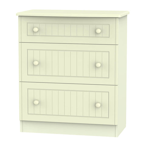 Warwick 3 Drawer Deep Chest of Drawers Cream WAR049