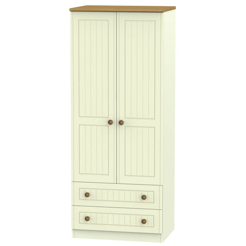 Warwick 2ft 6in 2 Drawer Robe Cream and Oak WAR061