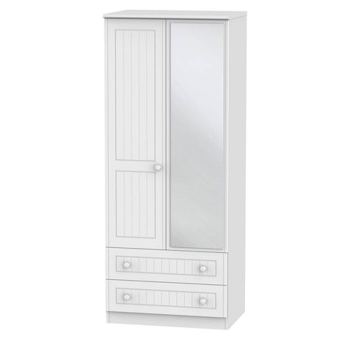 Warwick 2ft 6in 2 Drawer Mirror Robe White WAR062