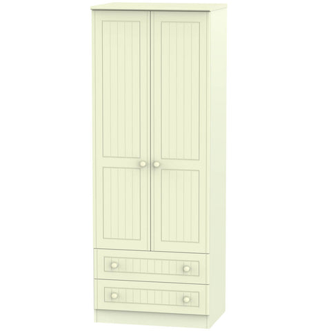 Warwick Tall 2ft 6in 2 Drawer Wardrobe Cream WAR081