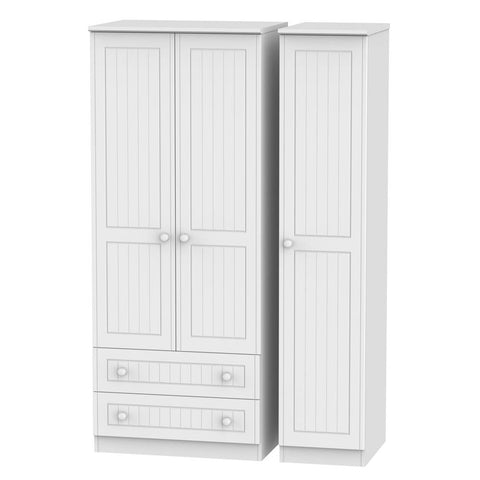 Warwick Triple 2 Drawer Wardrobe White WAR131