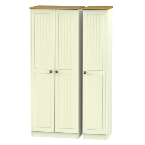 Warwick Tall Triple Plain Wardrobe Cream and Oak WAR140