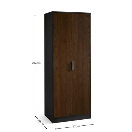 Julian Bowen Wardrobes Alba 2 Door Wardrobe - Walnut/Black