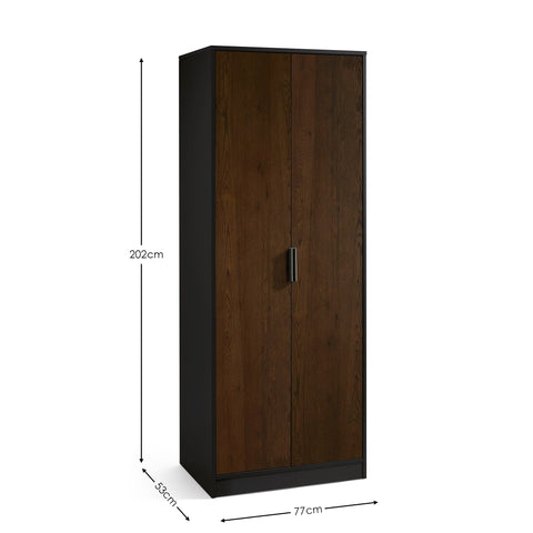 Alba 2 Door Wardrobe - Walnut/Black