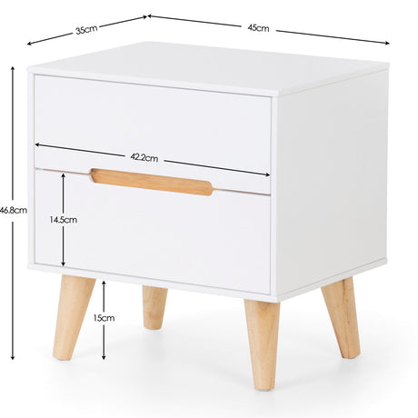 Julian Bowen Bedside Alicia 2 Drawer Bedside - White