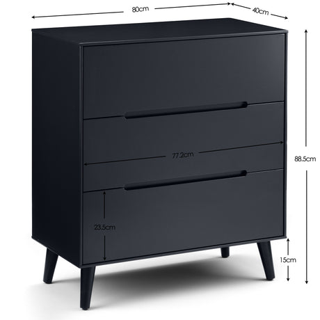 Julian Bowen Chests Alicia 3 Drawer Chest - Anthracite