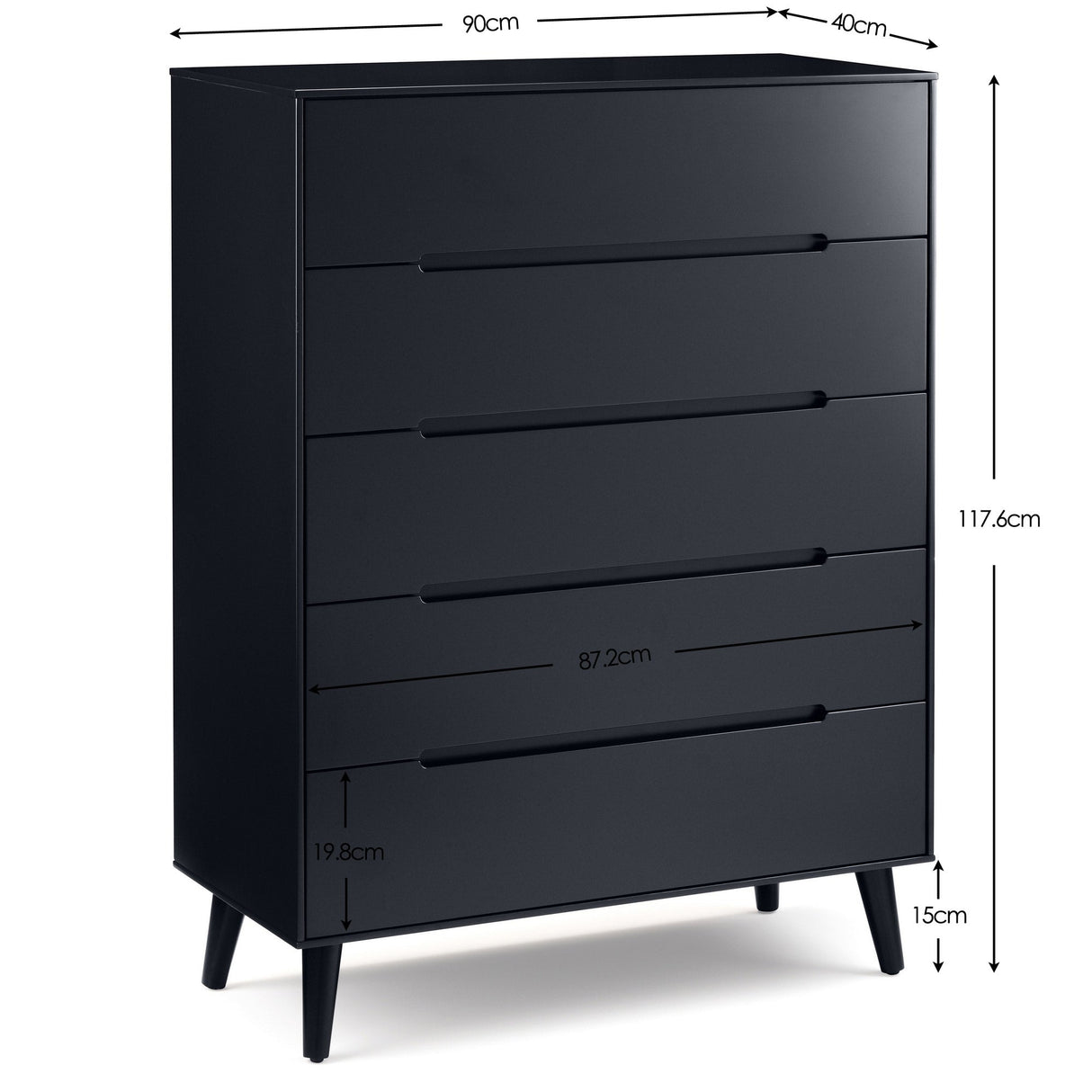 Julian Bowen Chests Alicia 5 Drawer Chest - Anthracite