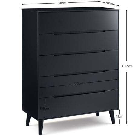 Julian Bowen Chests Alicia 5 Drawer Chest - Anthracite