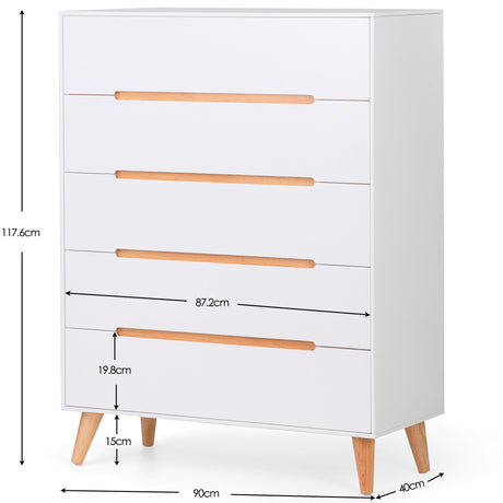 Julian Bowen Chests Alicia 5 Drawer Chest - White