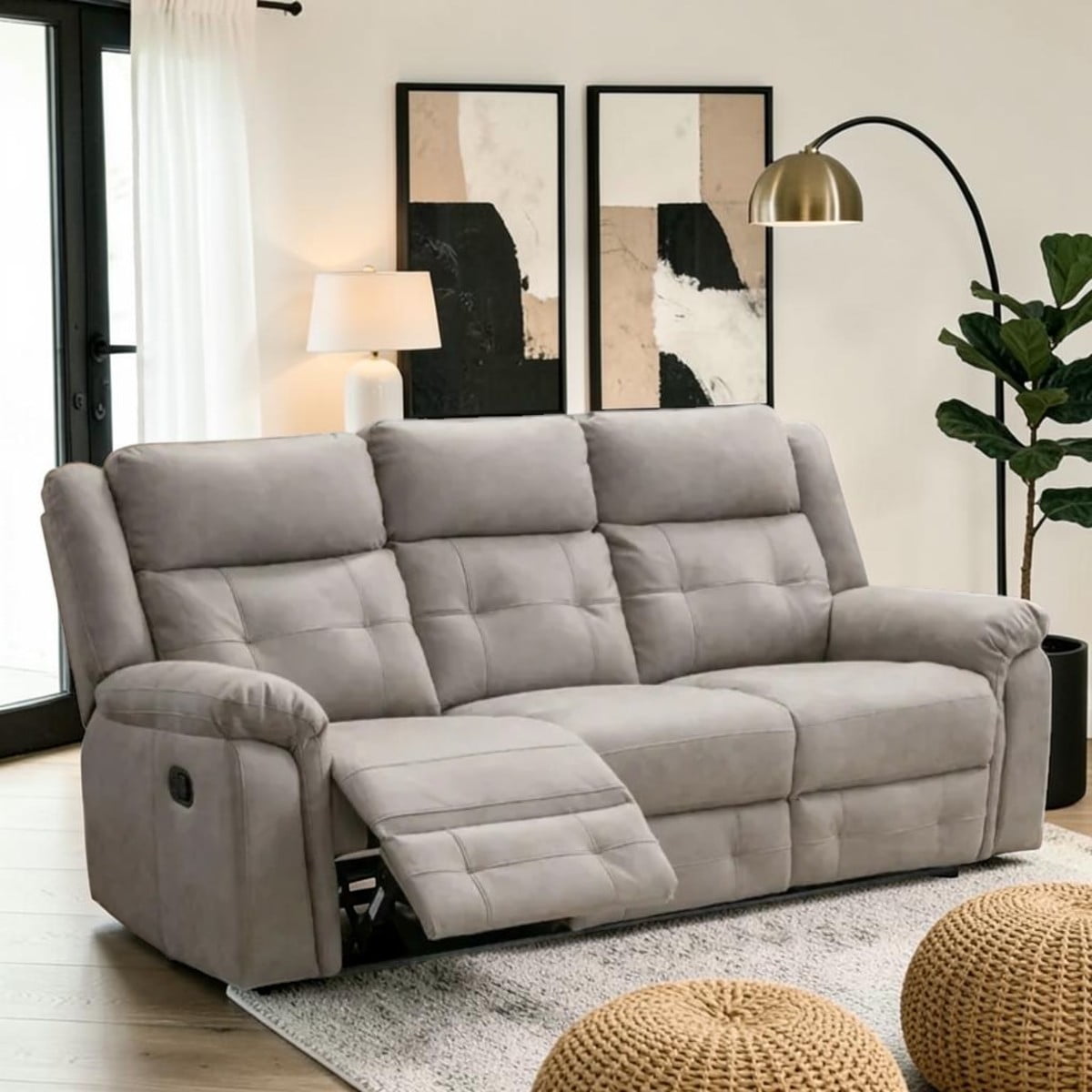 Your Home Furniture of Newark Annaghmore Berkeley 3 Seater Manual Recliner Sofa in Light Grey