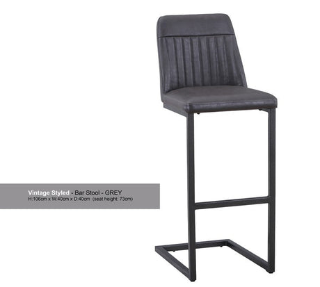 Baumhaus Bar Stool Antiqued Grey Leather Bar Stool  Pack of Two