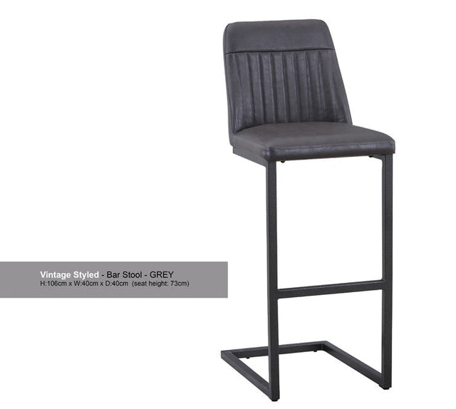 Baumhaus Bar Stool Antiqued Grey Leather Bar Stool  Pack of Two