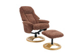 GFA Reclining Chair Copper Blush Aruba Fabric Manual Recliner Swivel Chair and Foot Stool -GFA