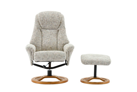GFA Reclining Chair Frost Aruba Fabric Manual Recliner Swivel Chair and Foot Stool -GFA