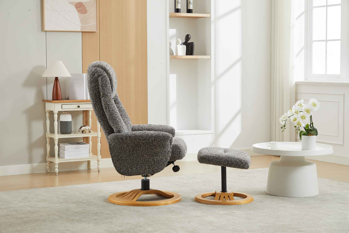 GFA Reclining Chair Aruba Fabric Manual Recliner Swivel Chair and Foot Stool -GFA