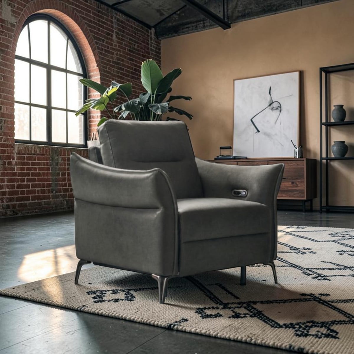 Your Home Furniture of Newark Ashwood Designs Naples Electric Recliner Chair in Leather Europa Midnight