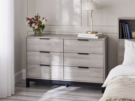 Julian Bowen Chests Bali 6 Drawer Wide Chest - Grey Oak