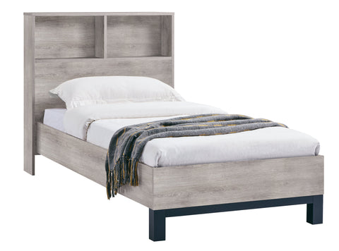Julian Bowen Bed Bali Bookcase Headboard Bed 90cm - Grey Oak