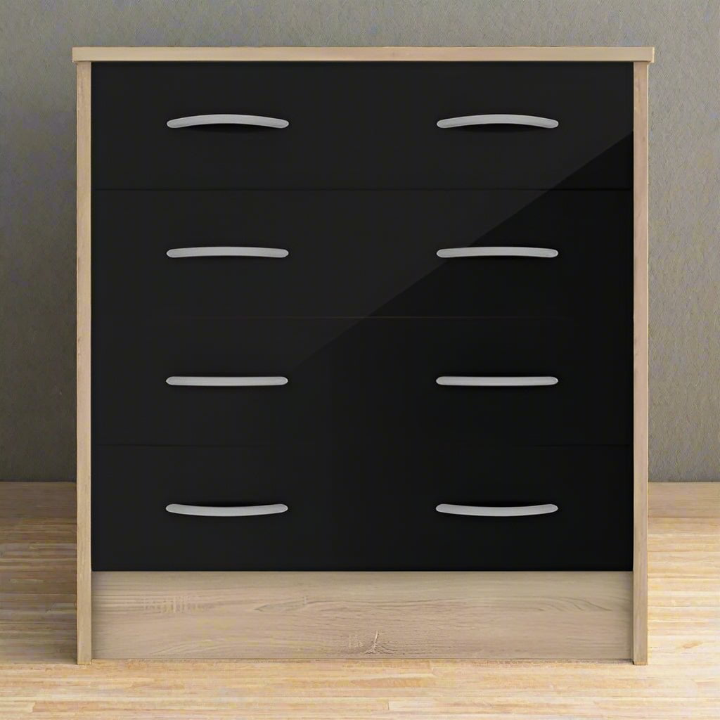Heartlands Furniture Chest of Drawers Bardalona 4 Drawer Chest Black Gloss