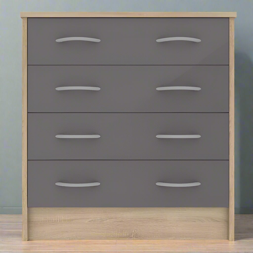Heartlands Furniture Chest of Drawers Bardalona 4 Drawer Chest Grey Gloss